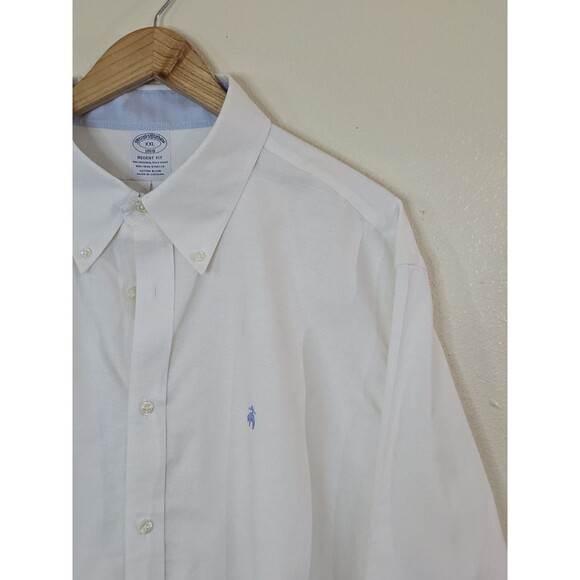 Brooks Brothers Regent Fit White Button Down Shirt Mens Size 2XL Non-Iron Polo - Picture 2 of 11